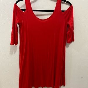 Off the Shoulder Red Tee Shirt Dress